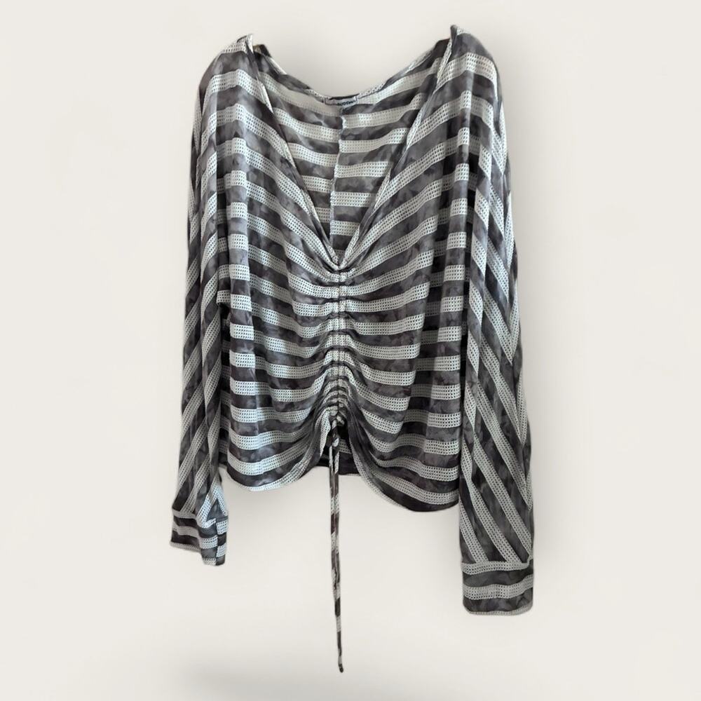 American Buddha Striped Mesh Ruched Top Boutique / Nordstrom Rack Vibe – One Sz